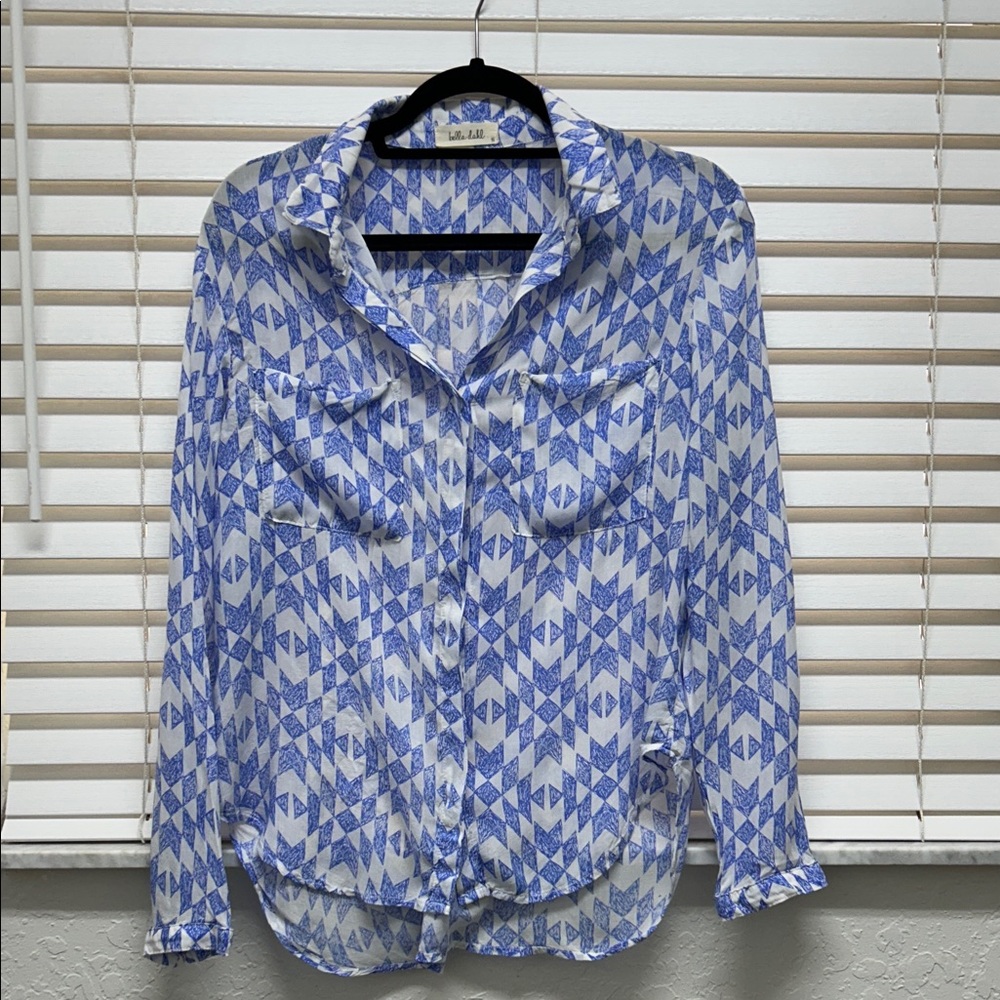 Bella Dahl Blue & White Geometric Button-Down Shirt
